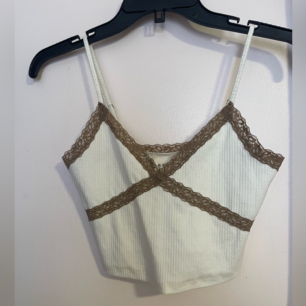 Brown & White Crop Top
